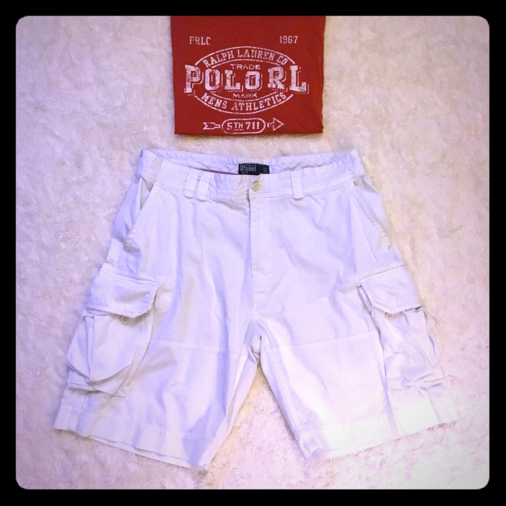 RLP white cargo boat shorts